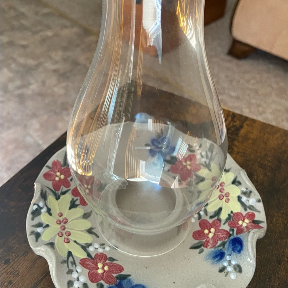 Salmon Falls Stoneware Fluted Candle Holder with Glass Chimney ~ Made in NH